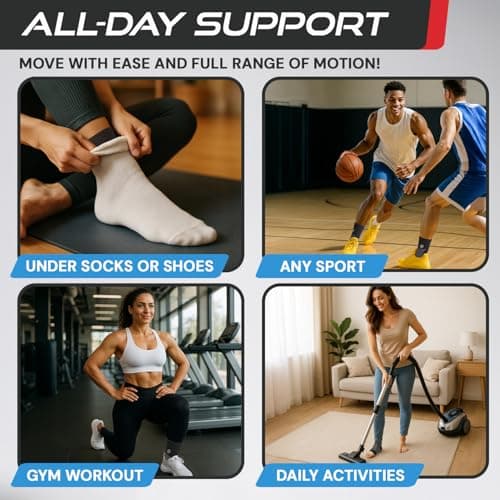 Sleeve Stars Ankle Brace for Women & Men, Ankle Wrap for Sprained Ankle, Compression Sleeve for Plantar Fasciitis Relief, Easy Customizable Support: w/Removable Strap (Single/L:12"-13"/Black) — view 3