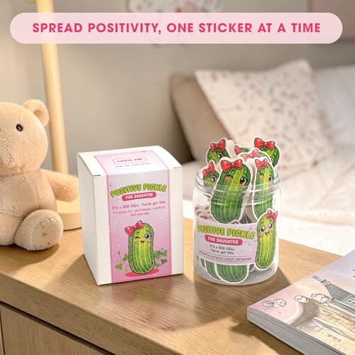 Positive Pickle Jar for Daughter, 60 Affirmation Cards for Teen Girls, Encouragement Gifts for Daughter, Emotional Support Gift, Confidence & Anxiety Relief Jar, Birthday Gift for Girls — view 4