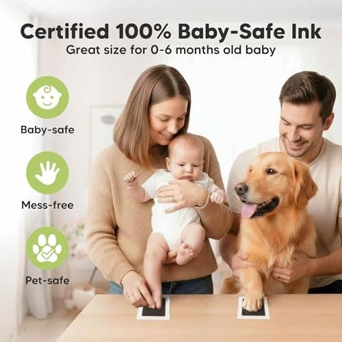 4pk Inkless Baby Hand and Footprint Kit, Mess Free Ink Pads (Jet Black, R) — view 3