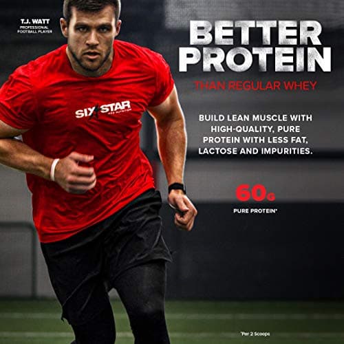Six Star Whey Protein Powder Plus - Ultimate Muscle Building Formula with Whey Protein Isolate & Peptides - 30g of Protein & 6.6g of BCAA - Strawberry Smoothie Flavor, 20 Servings (Pack of 1) — view 3