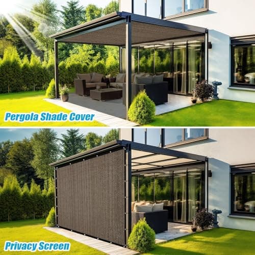 Amagenix 90% Sun Shade Cloth with Grommets, 8' x 10' Pergola Replacement Shade Cover Canopy Privacy Screen for Outdoor Patio Garden, Mocha (We Customized) — view 5