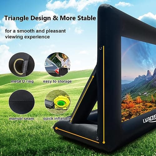 Inflatable Projector Screen, 16FT Blow Up Movie Screen Outdoor Projector, Easy Set Up One-piece Design Front & Rear Projection with Air Blower for Outside Backyard Family Movie Night Pool Party — view 5