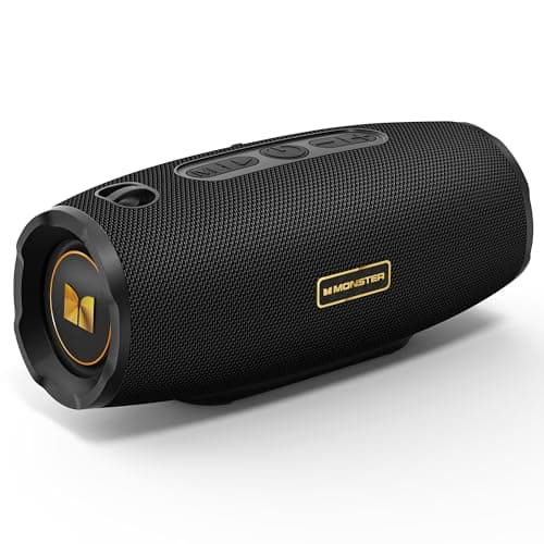 Monster S380 Bluetooth Speaker, Portable Speaker with 40W Stereo Sound, Bluetooth 6.0, 20H Playtime, IPX6 Waterproof, TWS Pairing, Support AUX/TF Card, Wireless Speaker for Outdoor, Travel, Party
