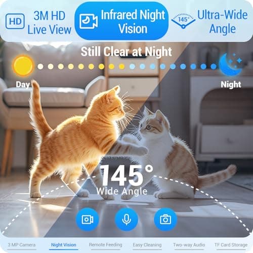 Automatic Cat Feeder with 2K Camera: 5G WiFi Automatic Dog Feeder with Night Vision,Cat Food Dispenser with 7L Large Food Storage Container for Multiple Pet,Detachable for Easy Clean -29 Cup(ACF100W) — view 2