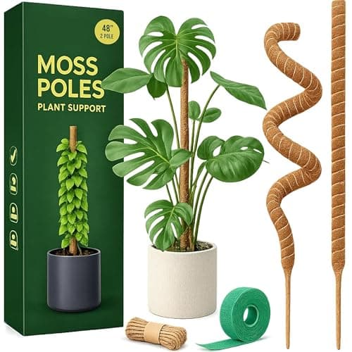 Moss Pole Monstera Plant Support, 2 Pack 48in Bendable Indoor Plant Stakes
