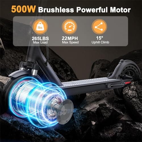 WERHY Electric Scooter, 500W Motor, Max 25 Miles Long Range, 22 MPH Max Speed, 10" Solid Tire, Lightweight Foldable E-Scooter with Dual Braking, Digital Display, Cruise Control — view 2