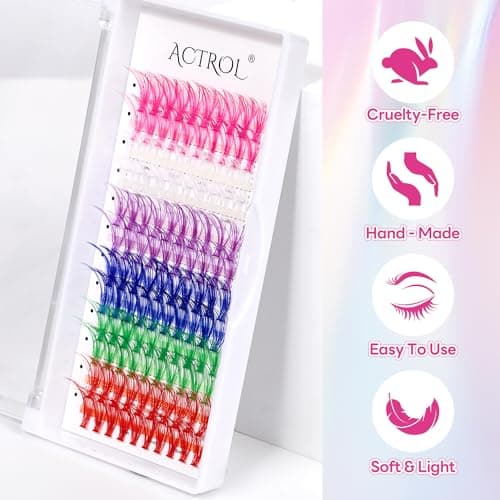 Colored Cluster Lash Extensions 120Pcs 30D 14mm 16mm Mixed Rainbow Colorful Individual Eyelash Salon Party White Purple Pink Cluster Eyelash