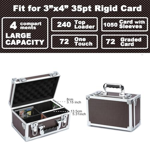 Collectable Trading Card Cases, Toploaders Storage Box, Magnetic Card Storage Hard Cabinet, Graded Card Storage Case, Sports & Trading Collector Storage Box (Coffee, Small) — view 4