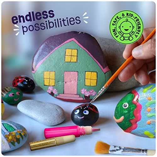 Kids Rock Painting Kit - Glow in The Dark - Arts & Crafts Christmas Gifts for Boys and Girls Ages 4-12 - Craft Activities Kits - Creative Art Toys for 4, 5, 6, 7, 8, 9, 10, 11 & 12 Year Old Kids (Glow In The Dark) — view 6
