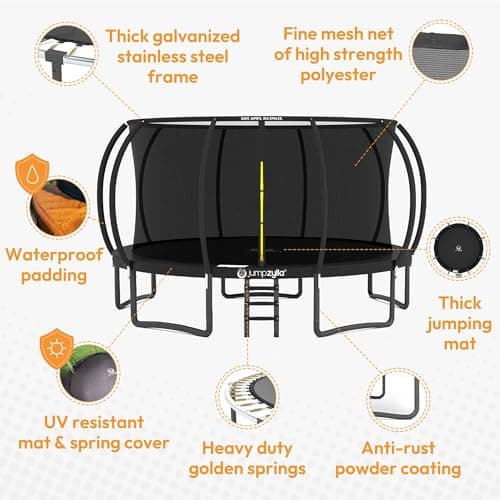 Jumpzylla Outdoor Trampoline with Net for Kids 8FT 10FT 12FT 14FT 15FT 16FT — view 2