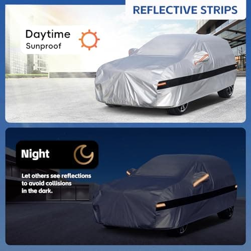 Holthly 10 Layers SUV Car Cover Custom Fit for Subaru Outback (1994-2024) Waterproof All Weather for Automobiles, Outdoor Full Cover Rain Sun UV Protection.Silver — view 4