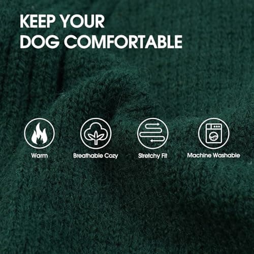 IECOii XXL Dog Sweater,Thermal Knit Big Dog Sweater Christmas,Pet Turtleneck Doggy Sweatshirt for Extra Large Dogs Boy Girl,Stretchy Large Dogs Cold Weather Outfit Pitbull Clothes,(Green XXL)