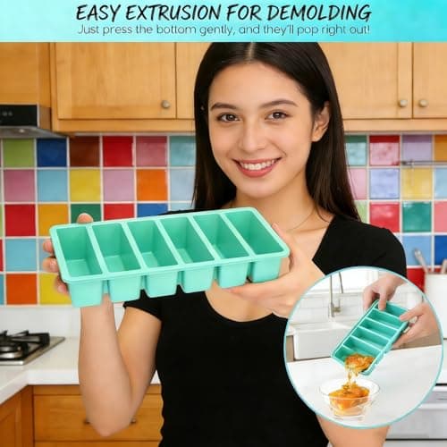 Silicone Freezer Trays with Lids 2-Pack - 1/2 Cup Meal Prep Containers,Food Storage Containers for ice Soup/Sauce, Silicone Freezer Molds — view 2