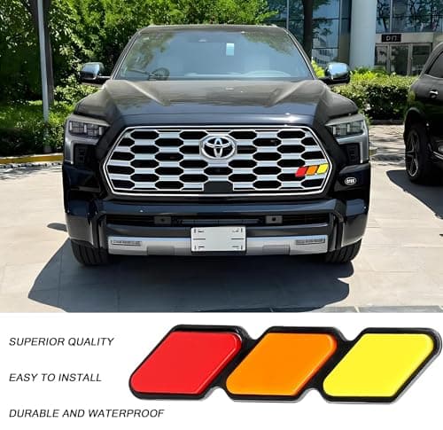 Car Grille Decor Badge, Tri-Color Acrylic Front Grille Emblem (Red Orange Yellow) for Mesh/Slotted Grilles, Replacement for Toyota Tacoma 4Runner Tundra RAV4 — view 4