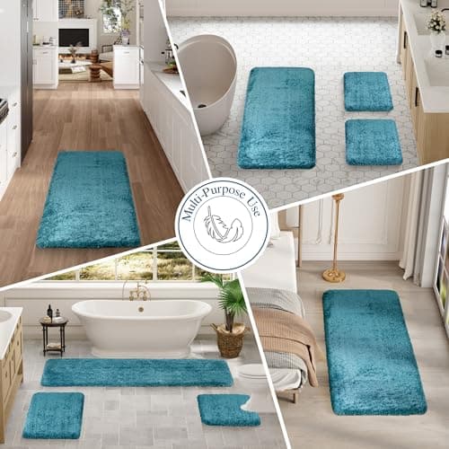 Walensee Bath Rug for Bathroom Non Slip Bathroom Mat (20 x 32, Teal) Water Absorbent Soft Microfiber Shaggy Bathroom Rug Machine Washable Bath Mat for Bathroom Thick Plush Shower Mat — view 7