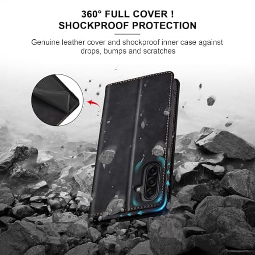 Jasonyu Flip Wallet Case for Samsung Galaxy A17/A26 5G,Leather Magnetic Folio Cover with Card Holder,Kickstand - TPU Shockproof Durable Protective Phone Case,Black — view 3