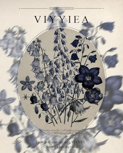 VIYYIEA Gold Framed Botanical Wall Art Decor, Blue Flower Campanula Pictures Prints, Living Room Bedroom Coastal Room Blue Floral Summer Decor, Vintage Retro Farmhouse Canvas Paintings,13x16 Inch — view 5