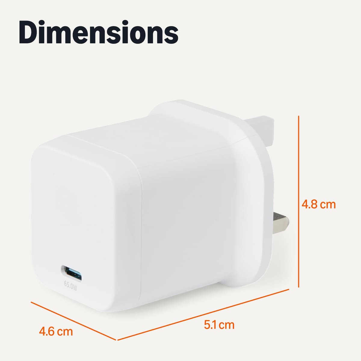 Amazon Basics Fast Charging USB C Nano GaN Wall Charger, 65W 1-Port PD 3.1 for Laptops, Tablets, Phones, White — view 5
