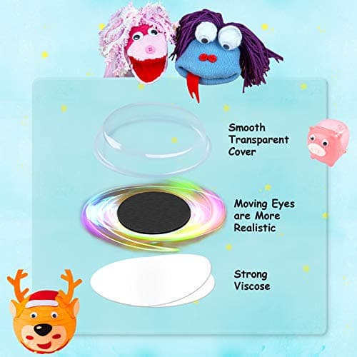 200 Pieces Wiggle Eyes, FEBSNOW Googly Eyes Self Adhesive Black White Plastic Googly Eyes Mixed Assorted Sizes Sticker Eyes for DIY Crafts Decoration(6mm -12mm) — view 3