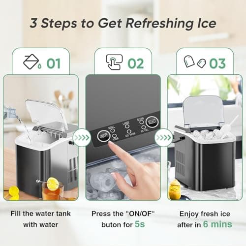 DUMOS Countertop Ice Maker with Handle, 26lbs/24H Portable Ice Machine — view 6