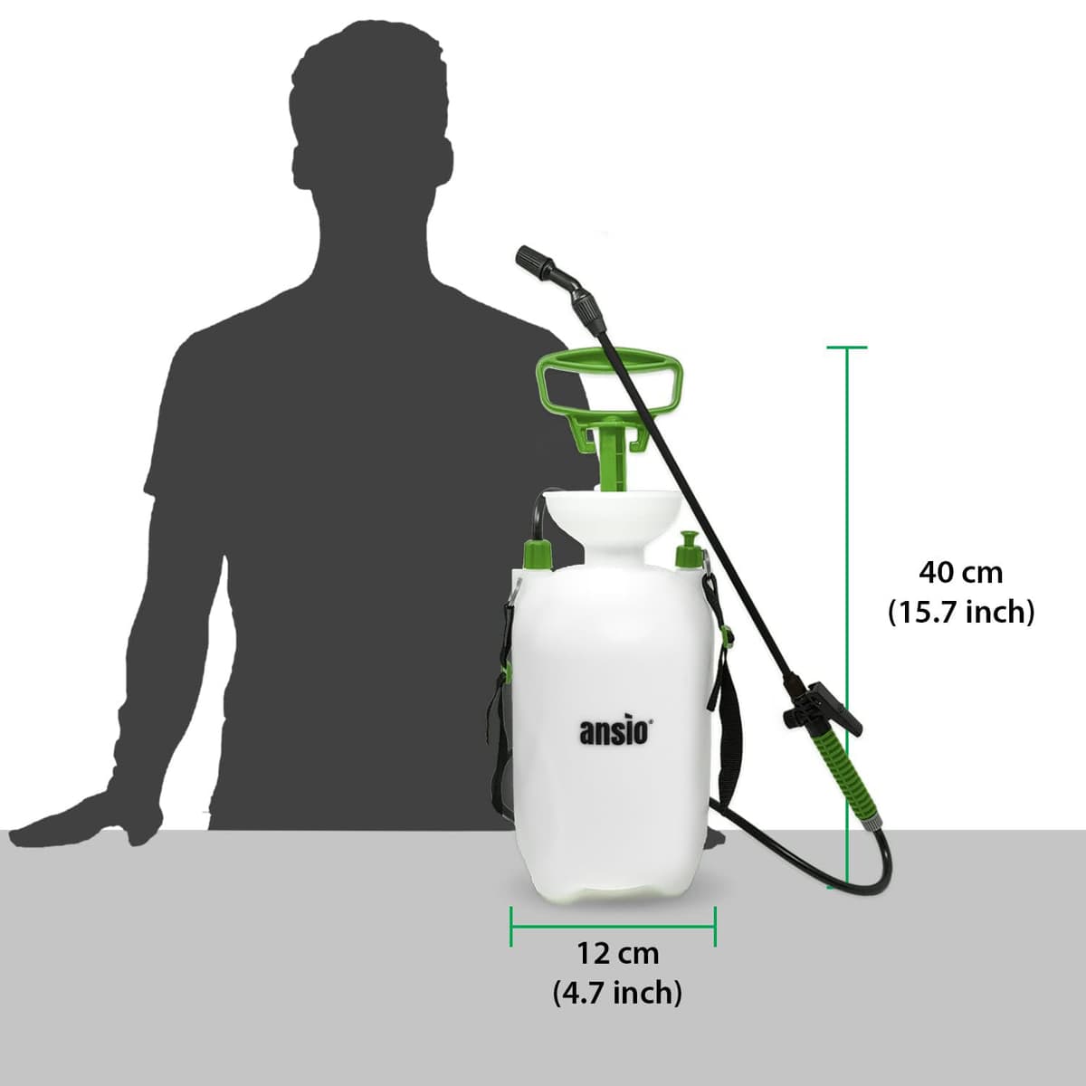ANSIO® Garden Sprayer 5 litre Pressure Sprayer Pump Action, Weed Killer, Water Pump, Ideal with Pesticides, Insecticides, Fungicides. — view 3