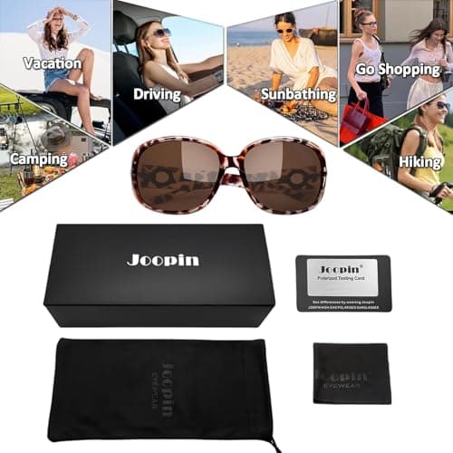 Joopin Big Leopard Sunglasses Large Tortoise Shades for Women Ladies Elegant Turtleshell Sun Glasses Polarized UV400 Trendy Brown Sunnies — view 5