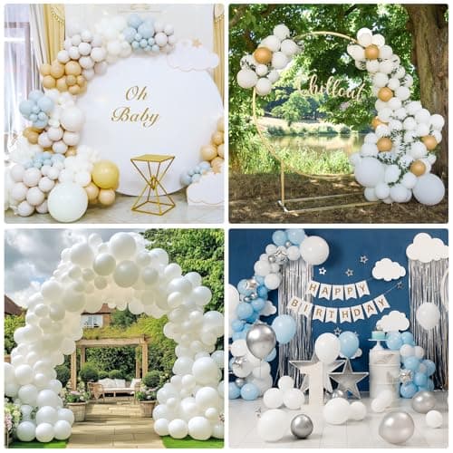 RUBFAC White Balloons 129pcs Different Sizes 18 12 10 5 Inch for Garland Arch, Latex Balloon for Engagement Wedding Anniversary Birthday Party Baby Shower Decoration — view 4