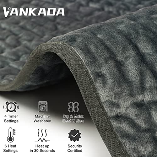 Heating Pad Electric Heat Pad, Hot Heated Pad,Moist Heat Heating Pad Moist and Dry Heat,Multiple Temp and Timer Settings (Gray green, 24"X12") — view 3
