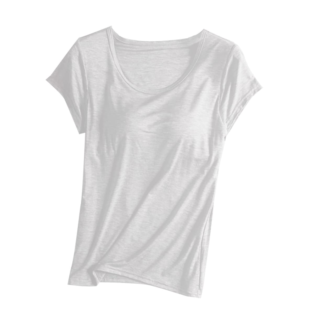 Womens Shirts with Built in Bra Short Sleeve Shirts Summer Casual Athletic Workout Yoga Shelf Bra Padded T Shirts Tops — view 22