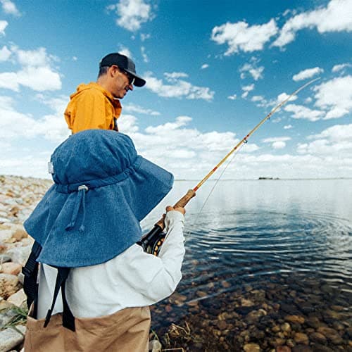 Jan & Jul Quick-Dry Xplorer Toddler UV Protection Hat with Adjustable Strap (L: 2-5 Years, Blue with Blue Trim) — view 3
