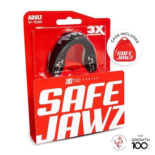SAFEJAWZ Mouthguard Strapless Slim Fit, Adults and Junior with Case for Boxing, Basketball, Football, MMA, Martial Arts, Hockey and All Contact Sports (Adult (12+ Years), Black Fangz) — view 5