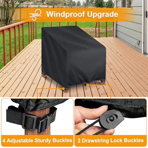 Kipiea 600D Patio Chair Covers Waterproof Winter 2 Pack - Heavy Duty Lawn Outdoor Furniture Chair Covers with Anti UV and No Tears, No Fading (33"W x 35"D x 31"H） — view 4