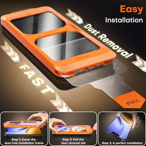 TOCOL for iPhone 17e Screen Protector 6.1 inch 9H Hardness Military Grade Shatterproof 17 e HD Tempered Glass Easy Installation Case Friendly 2 Pack — view 5