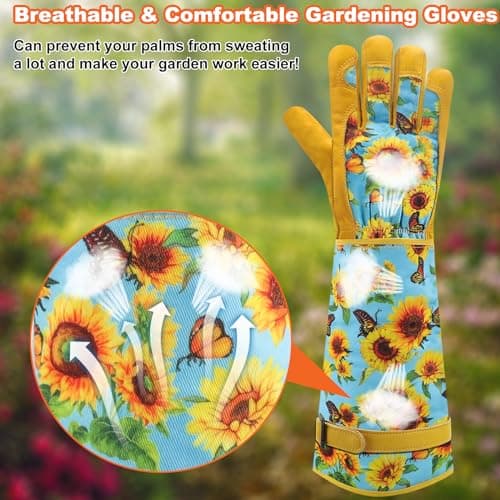 DLY Garden Gloves for Women,Gardening Gloves,Gardening Gift for Lady,Blue,L — view 2