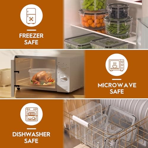 40 PCS Food Storage Containers with Lids Airtight (20 Containers & 20 Lids), Leak proof Meal Prep Container Set for Kitchen Storage, BPA-free, PVC-free Plastic, Microwave/Dishwasher Safe, Labels & Pen — view 4