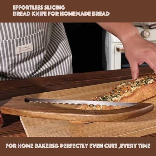 RAPSAKEMOH Bread Knife for Homemade Bread sourdough,Bread slicer for Homemade Bread, Sourdough bread knife, Baguettes and More Cuts Thin,Bow Design Easy to Cutting Even Slices — view 2