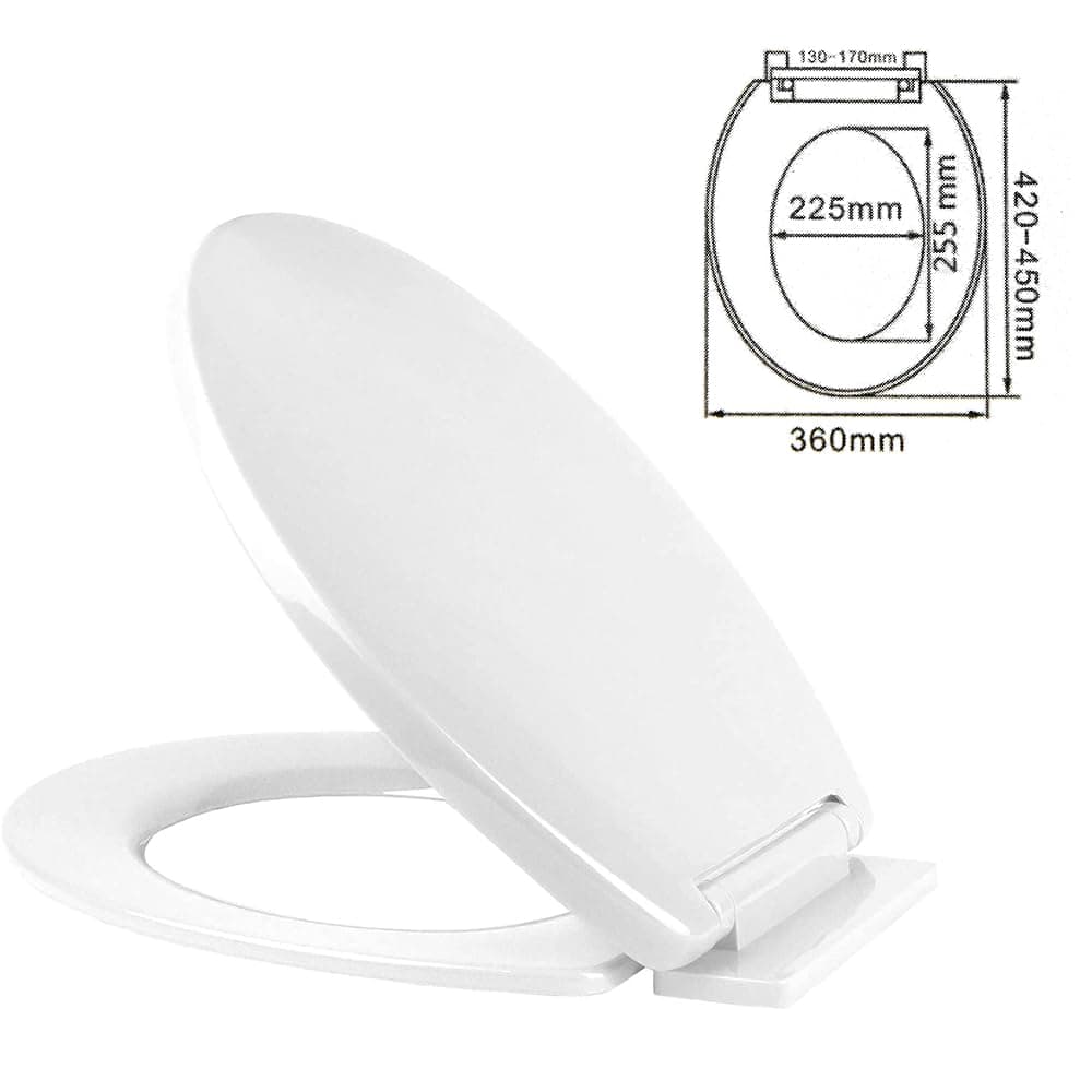 Ram® White Soft Close Toilet Seat with Quick Release for Easy Clean Loo Toilet Seat with Adjustable Hinges Standard O Shape Toilet Seat — view 2