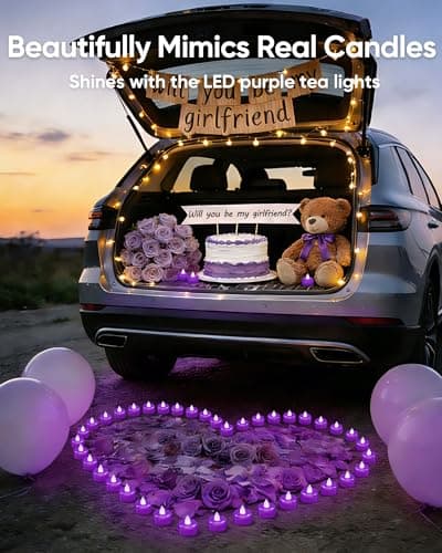 Amagic 24 Pack Purple Flameless LED Tea Lights Candles Battery Operated, Electric Fake Tealight Candles for Party, Wedding, Table Centerpiece, Home Decor, Mardi Gras, Halloween, Christmas, Proposal — view 4