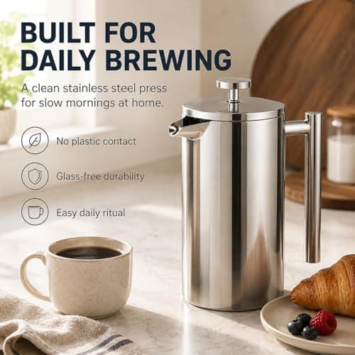 34 Oz Insulated 304 Stainless Steel French Press for Home and Camping — view 7