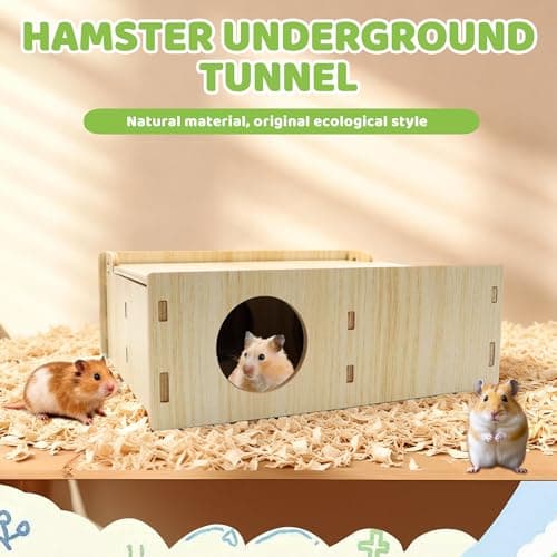 Multi-Chamber Hamster Houses and Hideouts Wooden Hamster Tunnels Toys with Flip Cover Secret Peep Shed Hamster Maze Habitat for Mice Gerbils Lemmings & Small Animals (Yellow) — view 4