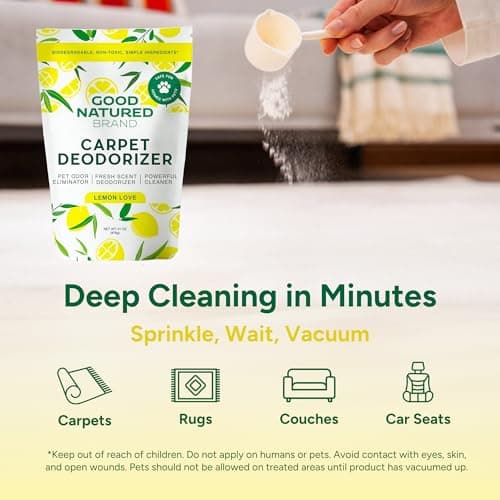 Good Natured Brand | Carpet Deodorizer & Freshener Powder | 31 oz Pet Odor Eliminator for Strong Odor & Pet Urine | Fresh Natural Lemon Scent | Safe for Homes with Pets — view 2