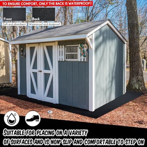 Haull Shed Floor Mat 5 x 3 ft, Outdoor Storage Sheds Flooring Mat with Waterproof PE Backing, Absorbent Felt Top, Non Slip Washable Protector Rug for Garden, Garage, Carport, Shed Not Included — view 4