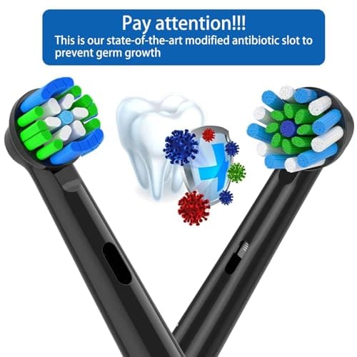 Replacement Toothbrush Heads Compatible with Oral B Electric Toothbrush Braun,12pcs Black Toothbrush Heads for 3professional,3Sensitive,3professional PRO,3Cross, Medium and Soft — view 5