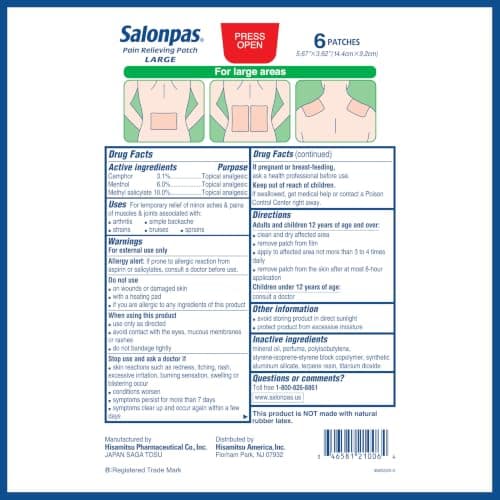 Salonpas Pain Relieving Patch, Large, 6 Count (Pack of 1) — view 6