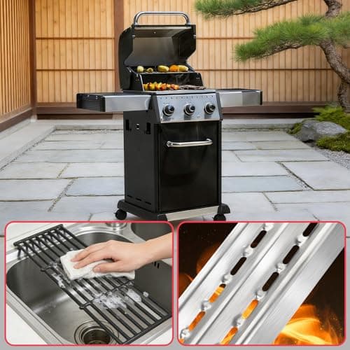 Grill Parts for Broil King 9221-64 9215-54 9221-54 9221-67 9235-24, Baron 320 340 420 440 Regal 490 Parts, for Broil King Baron Replacement Grill Grates & Stainless Steel Heat Plates/ Burner Tubes — view 5