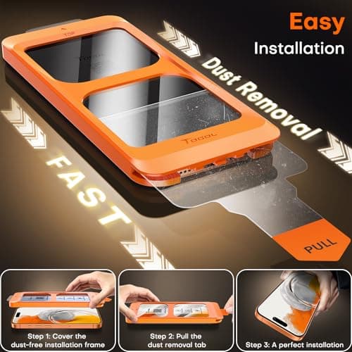 TOCOL for iPhone 17 Pro Max Screen Protector/iPhone 16 Pro Max Screen Protector 6.9-Inch Instant Installation Tempered Glass HD Clear Full Coverage Protection Case Friendly 2 Pack — view 5