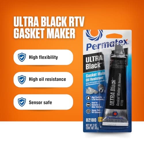 Permatex 82180 Ultra Black Maximum Oil Resistance RTV Silicone Gasket Maker, Sensor Safe and Non-Corrosive, for High Flex and Oil Resistant Applications 3 oz — view 2