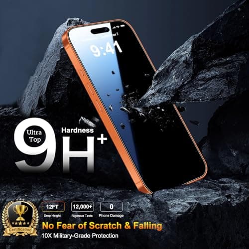 QsmQam 3 Pack Screen Protector for iPhone 17 Pro Max 6.9 Inch + 1 Pack Individual Camera Lens Protector, Ultra HD Tempered Glass, Military Grade Shatterproof, Case Friendly [with Installation Frame] — view 2