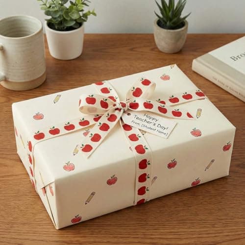 Kutyndrix School Ribbon for Crafts 2 Pack, 5/8 Inch x 5 Yards Cotton Apple Alphabet Back to School Ribbon for Hair Bows Gift Wrapping Teacher Gifts — view 2