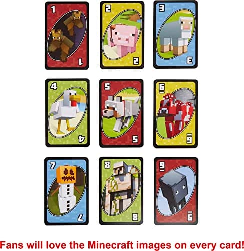 Mattel Games UNO Card Game, Gifts for Kids and Family Night, Themed to Minecraft Video Game, Travel Games, Storage Tin Box (Amazon Exclusive) — view 2